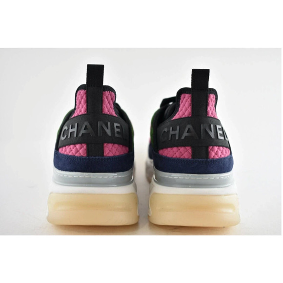 Chanel 21K Men Pink Blue Green White Black CC Logo Low Top Trainer Sneaker 45 12 - Picture 8 of 10
